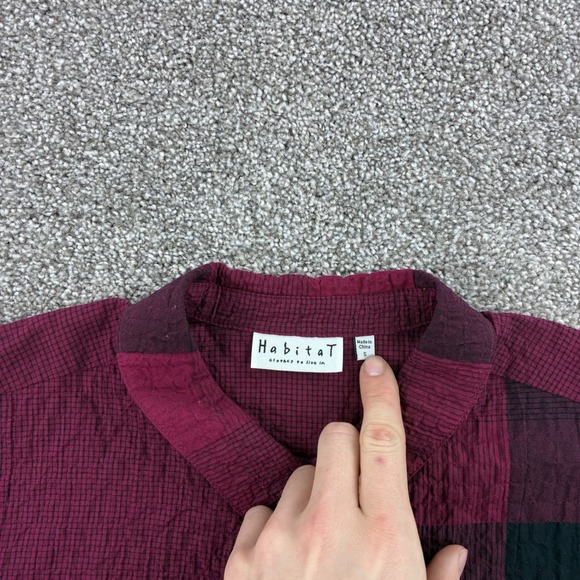 Habitat Textured Shirt Women's Small Red Buffalo Button Down Clothes To Live In - Picture 2 of 5
